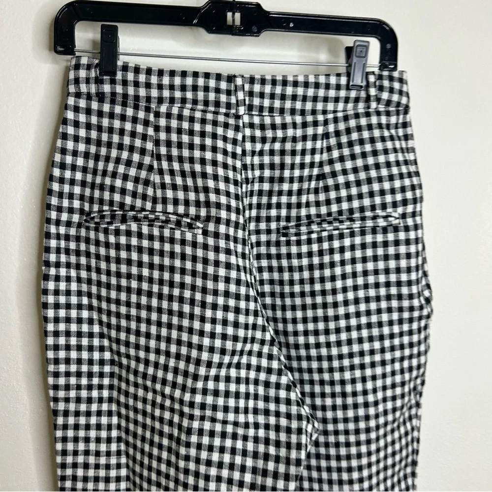 NWT Reformation Tanner April Black White Checkered 100% Linen Pant Size 4